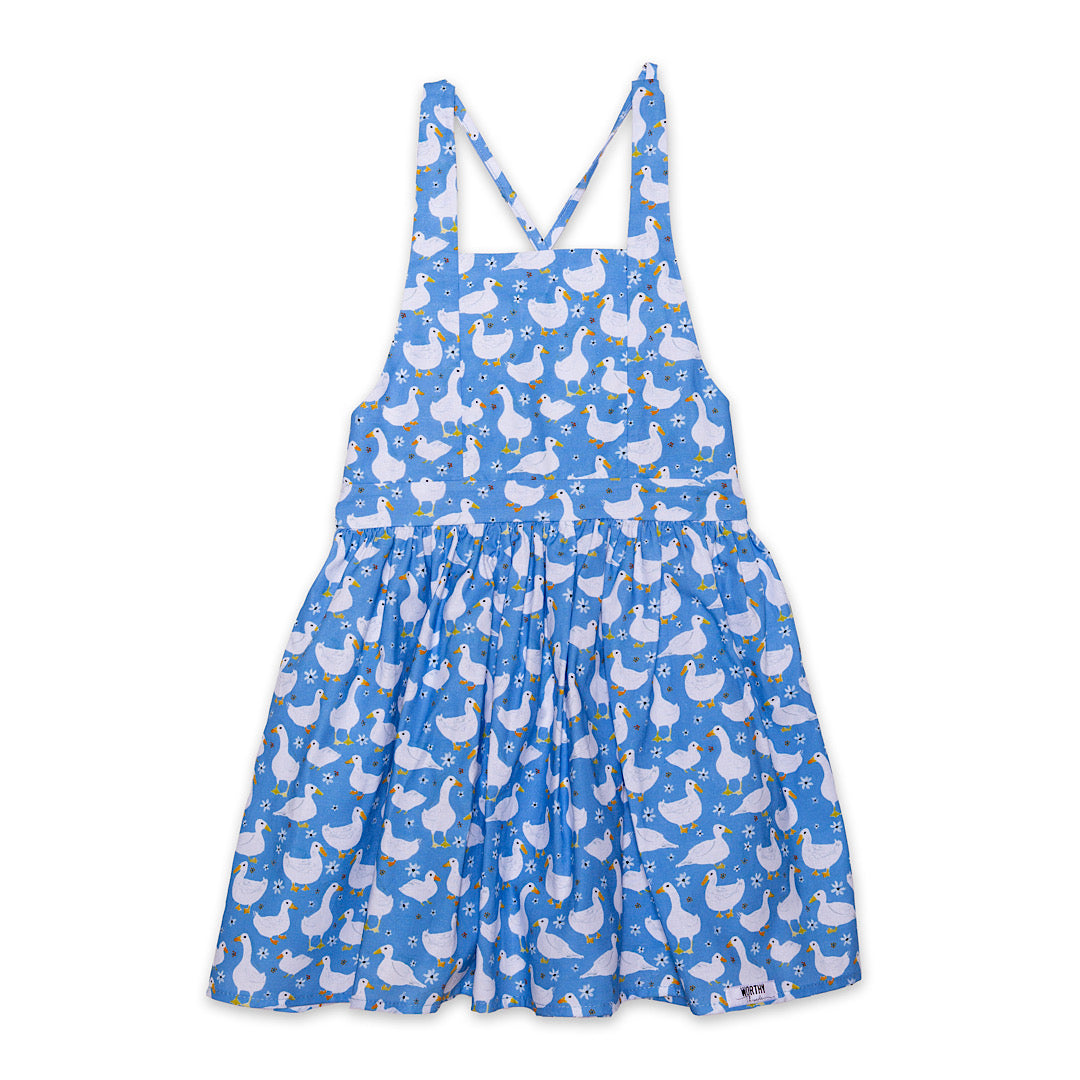 Girls tie back dress in blue mermaid print, summer dress