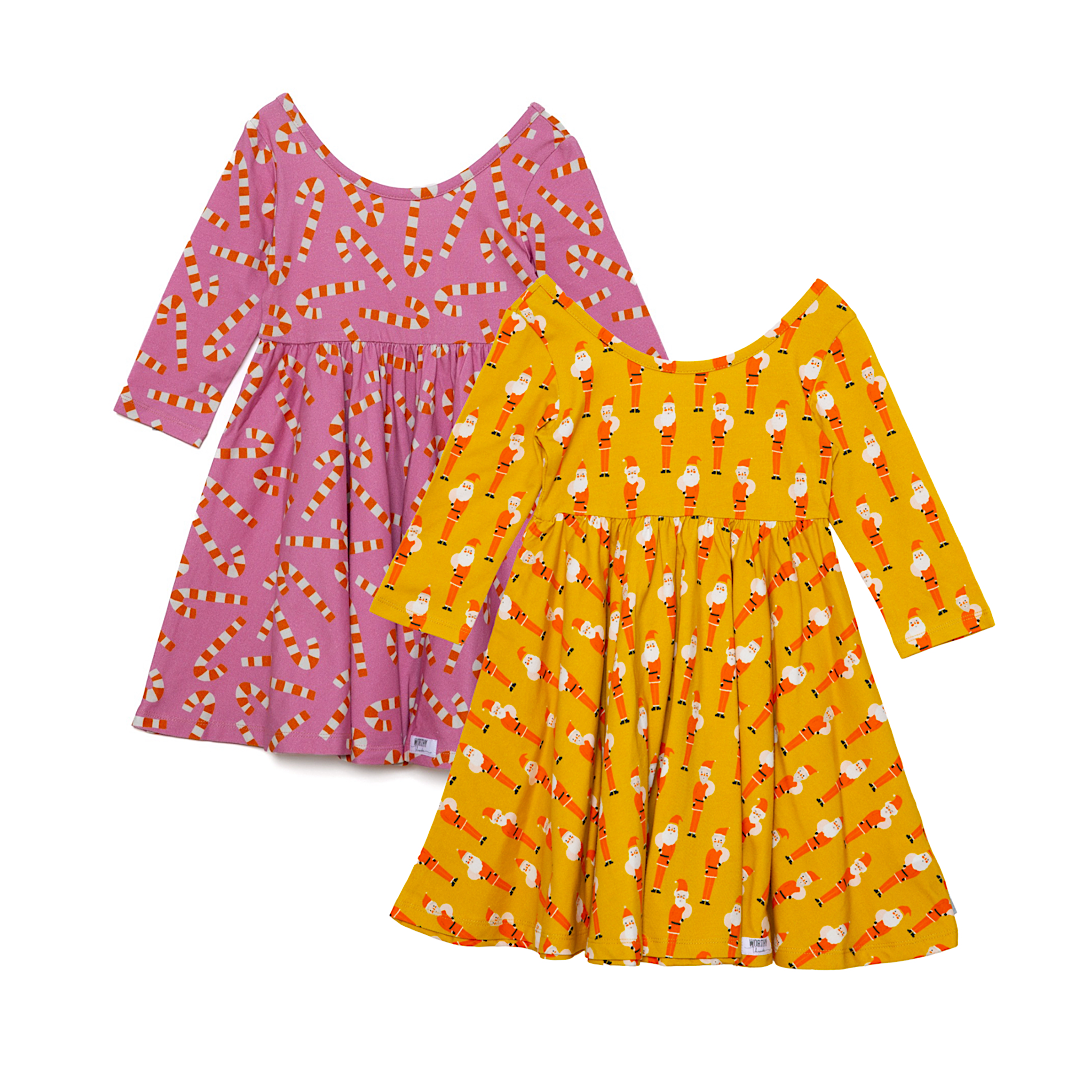 Girls twirly dress two pack in Christmas prints