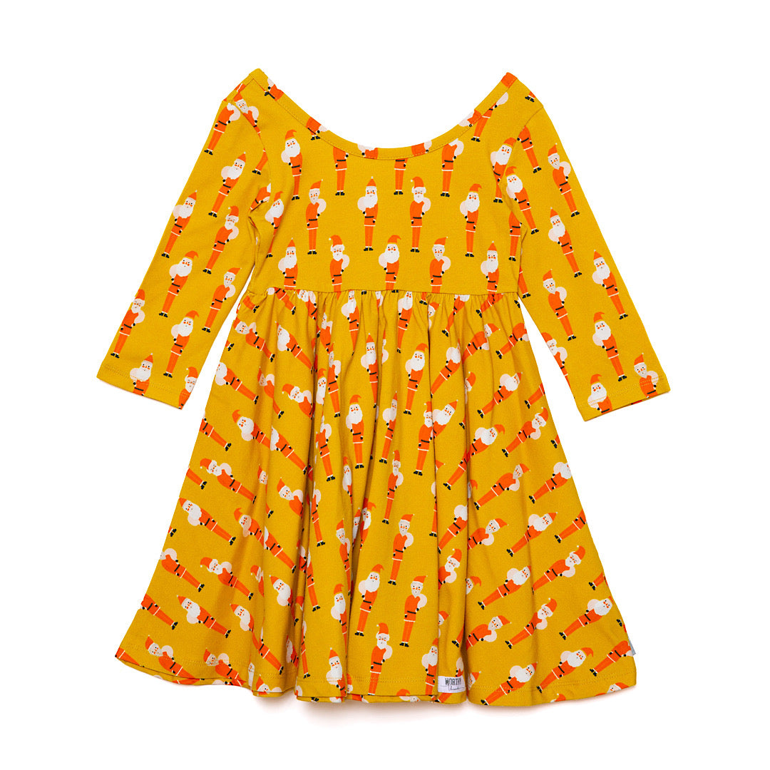 Girls retro christmas twirly dress Santa