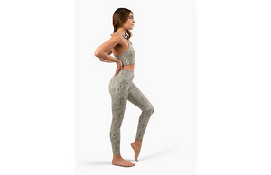 Adult activewear set in neon animal print, sports bra and leggings